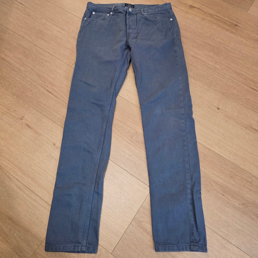 APC Petit New Standard Jeans Mens Sz 31 Blue Grey Button Fly Slim Tapered Cotton